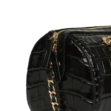 Chanel Chanel Mini Timeless Classic Barrel Bag with Chain Black Croc Embossed Calfskin Gold Hardware | Thumbnail 6