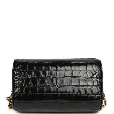 Chanel Chanel Mini Timeless Classic Barrel Bag with Chain Black Croc Embossed Calfskin Gold Hardware | Thumbnail 7