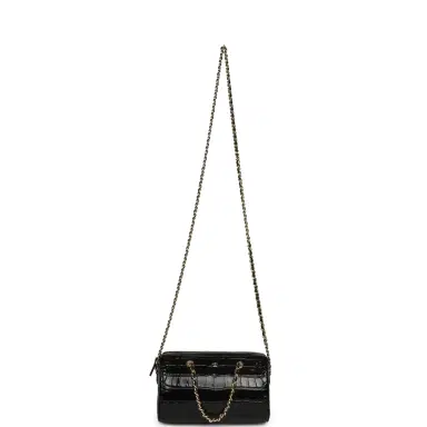 Chanel Chanel Mini Timeless Classic Barrel Bag with Chain Black Croc Embossed Calfskin Gold Hardware | Thumbnail 8