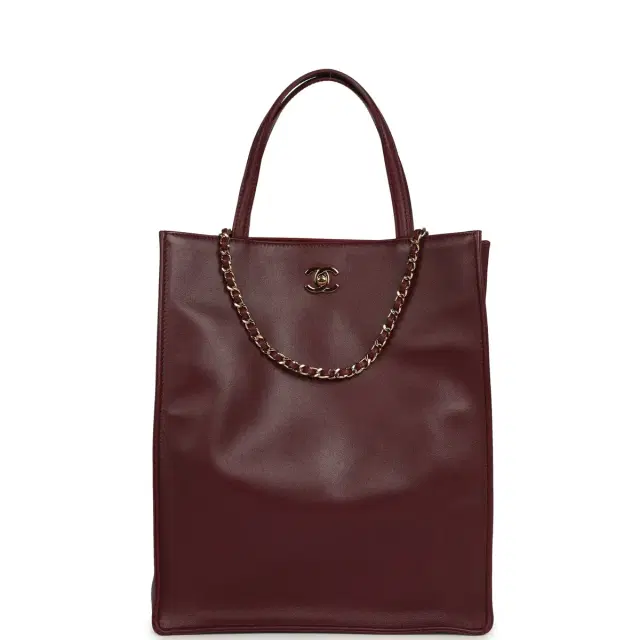 Chanel Chanel Small "Grocery Bag" with Chain Dark Burgundy Calfskin Gold Hardware