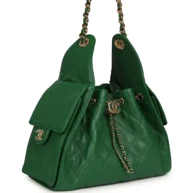 Chanel Chanel Small 25 Hobo Bag Green Caviar Gold Hardware | Thumbnail 2