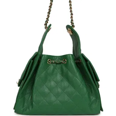 Chanel Chanel Small 25 Hobo Bag Green Caviar Gold Hardware | Thumbnail 4