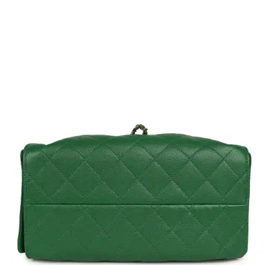 Chanel Chanel Small 25 Hobo Bag Green Caviar Gold Hardware | Thumbnail 6