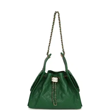 Chanel Chanel Small 25 Hobo Bag Green Caviar Gold Hardware | Thumbnail 7