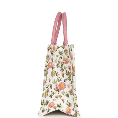Dior Christian Dior Medium "Daisy Garden" Book Tote with Strap Pink, White, Multi Embroidered Canvas Silver Hardware | Thumbnail 3