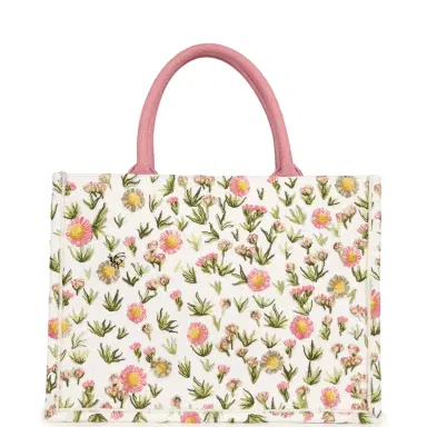 Dior Christian Dior Medium "Daisy Garden" Book Tote with Strap Pink, White, Multi Embroidered Canvas Silver Hardware | Thumbnail 4