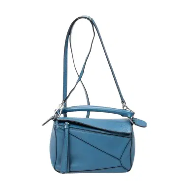 Loewe Loewe Mini Puzzle Blue Calfskin Leather Crossbody Bag by The Solist | Thumbnail 1