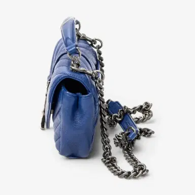 Yves Saint Laurent Yves Saint Laurent College Blue Chevron Calfskin Leather Crossbody Bag by The Solist | Thumbnail 3