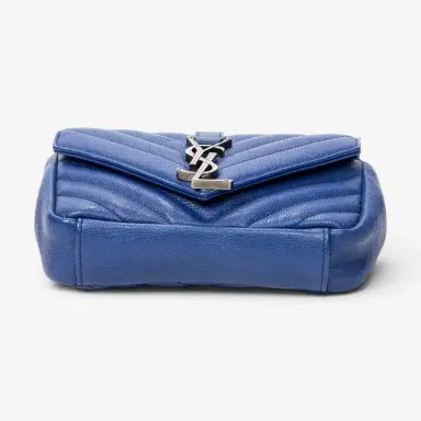 Yves Saint Laurent Yves Saint Laurent College Blue Chevron Calfskin Leather Crossbody Bag by The Solist | Thumbnail 6