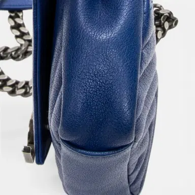 Yves Saint Laurent Yves Saint Laurent College Blue Chevron Calfskin Leather Crossbody Bag by The Solist | Thumbnail 7