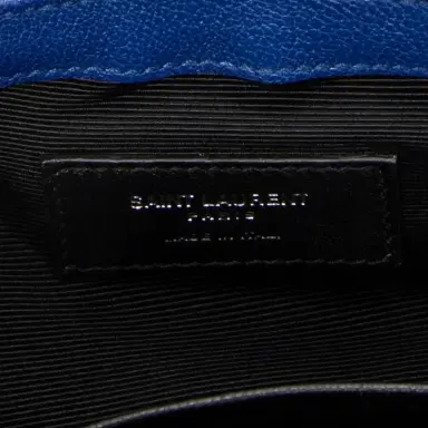 Yves Saint Laurent Yves Saint Laurent College Blue Chevron Calfskin Leather Crossbody Bag by The Solist | Thumbnail 9