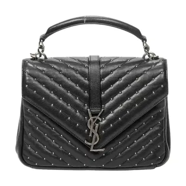 Yves Saint Laurent Yves Saint Laurent College Medium Black Chevron Leather Shoulder Bag by The Solist | Thumbnail 1 Yves Saint Laurent Yves Saint Laurent College Medium Black Chevron Leather Shoulder Bag by The Solist | Thumbnail 1