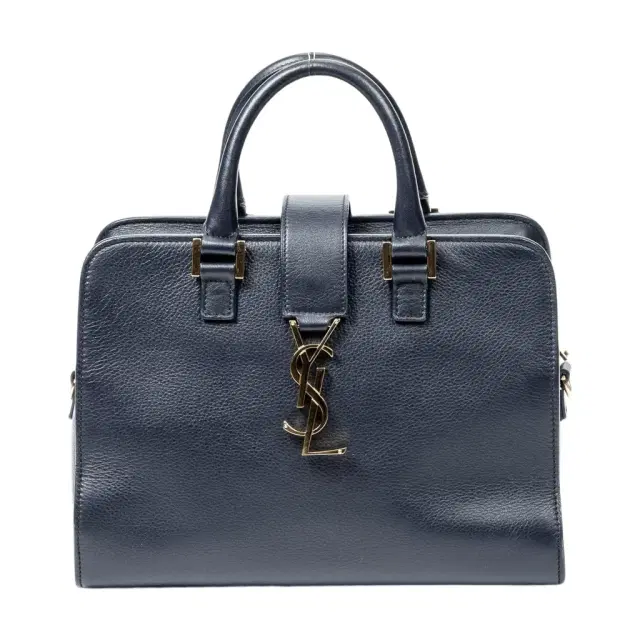 Yves Saint Laurent Yves Saint Laurent Monogram Cabas Baby Navy Calfskin Leather Tote Bag by The Solist