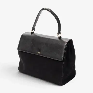 Yves Saint Laurent Yves Saint Laurent Moujik Medium Black Suede Leather Top Handle Bag by The Solist | Thumbnail 2