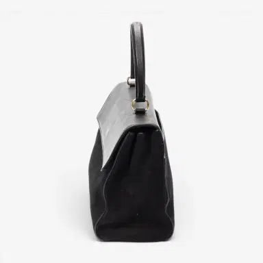 Yves Saint Laurent Yves Saint Laurent Moujik Medium Black Suede Leather Top Handle Bag by The Solist | Thumbnail 3