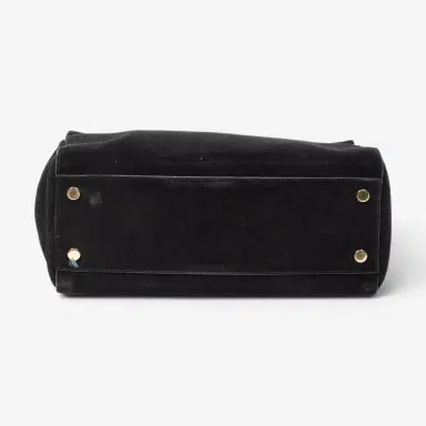 Yves Saint Laurent Yves Saint Laurent Moujik Medium Black Suede Leather Top Handle Bag by The Solist | Thumbnail 6