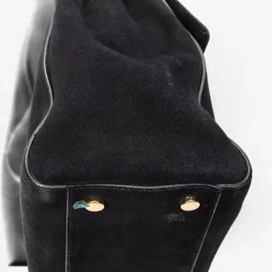 Yves Saint Laurent Yves Saint Laurent Moujik Medium Black Suede Leather Top Handle Bag by The Solist | Thumbnail 7