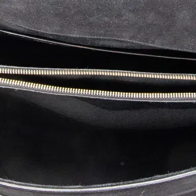 Yves Saint Laurent Yves Saint Laurent Moujik Medium Black Suede Leather Top Handle Bag by The Solist | Thumbnail 8