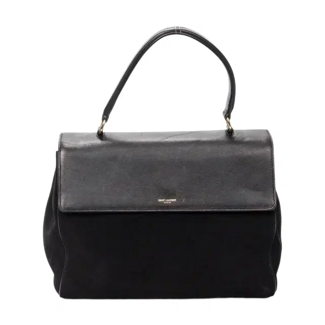 Yves Saint Laurent Yves Saint Laurent Moujik Medium Black Suede Leather Top Handle Bag by The Solist