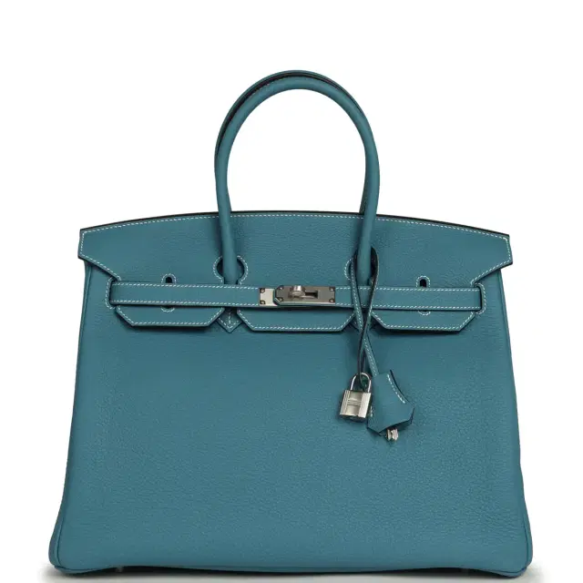HERMÈS Hermes Birkin 35 Blue Jean Togo Palladium Hardware