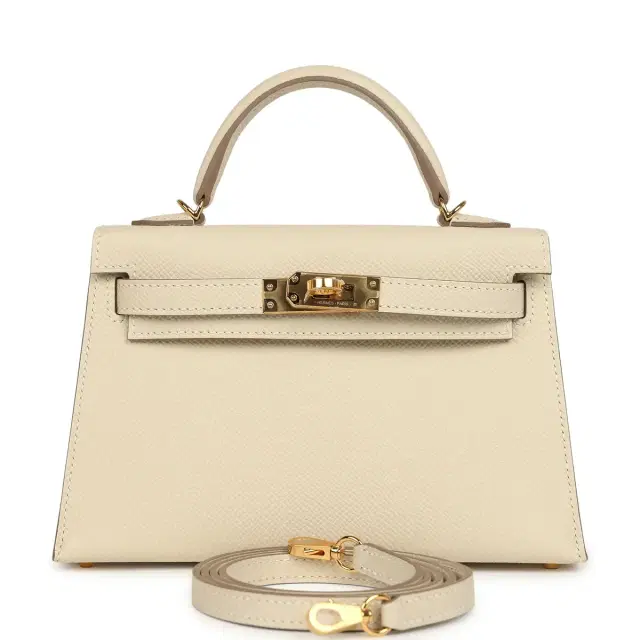 HERMÈS Hermes Special Order (HSS) Kelly Sellier 20 Craie Verso Epsom Gold Hardware