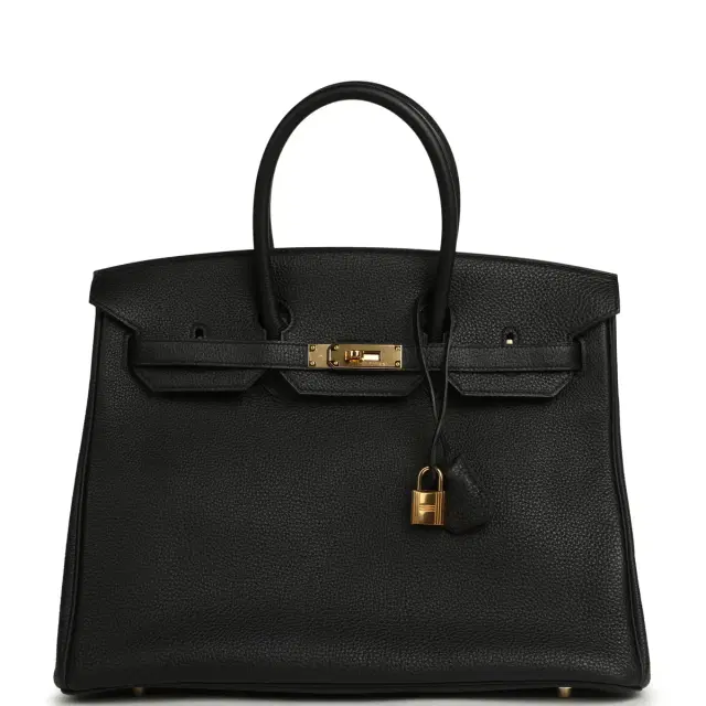 HERMÈS Pre-owned Hermes Birkin 35 Black Togo Gold Hardware