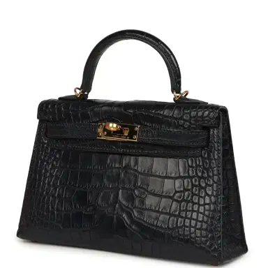 HERMÈS Pre-owned Hermes Kelly Sellier 20 Bleu Nuit Matte Alligator Gold Hardware | Thumbnail 5