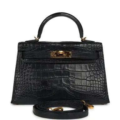 HERMÈS Pre-owned Hermes Kelly Sellier 20 Bleu Nuit Matte Alligator Gold Hardware | Thumbnail 1