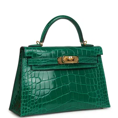 HERMÈS Pre-owned Hermes Kelly Sellier 20 Emerald Shiny Alligator Gold Hardware | Thumbnail 2