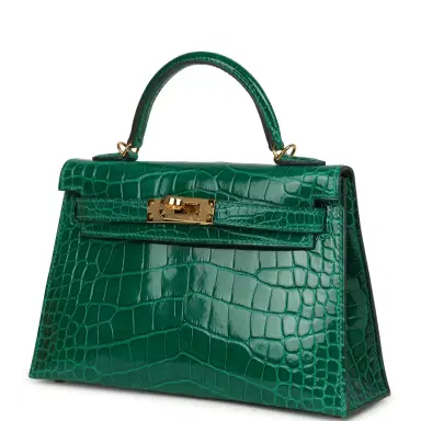 HERMÈS Pre-owned Hermes Kelly Sellier 20 Emerald Shiny Alligator Gold Hardware | Thumbnail 5
