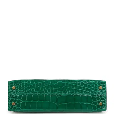HERMÈS Pre-owned Hermes Kelly Sellier 20 Emerald Shiny Alligator Gold Hardware | Thumbnail 6