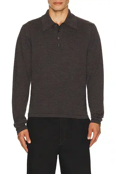 Lemaire Long Sleeve Knitted Polo Top
