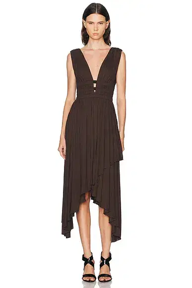 ALAÏA V-Neck Midi Dress