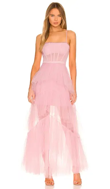 BCBGMAXAZRIA Corset Tulle Gown in Pink Tint | Thumbnail 2