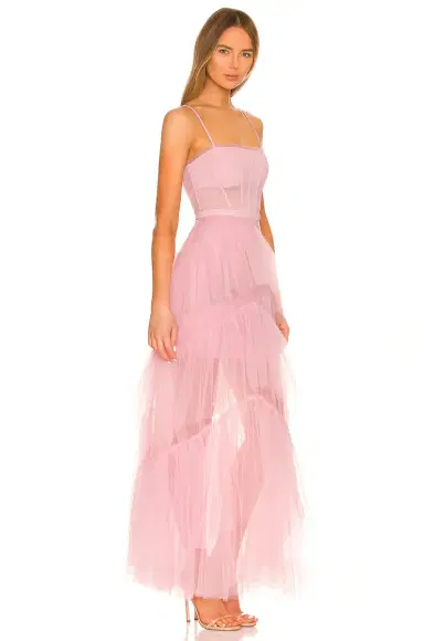 BCBGMAXAZRIA Corset Tulle Gown in Pink Tint | Thumbnail 4