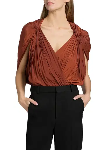 A.L.C. Women's Vivian Gathered Blouse - Deep Sequioa | Thumbnail 3