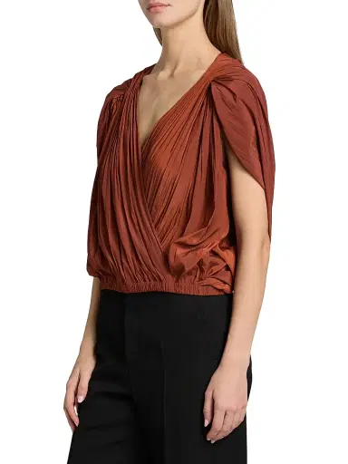 A.L.C. Women's Vivian Gathered Blouse - Deep Sequioa | Thumbnail 4