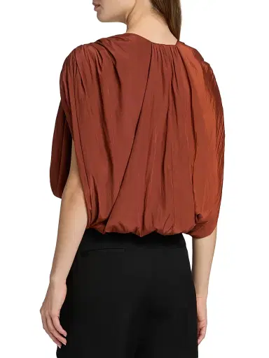 A.L.C. Women's Vivian Gathered Blouse - Deep Sequioa | Thumbnail 5