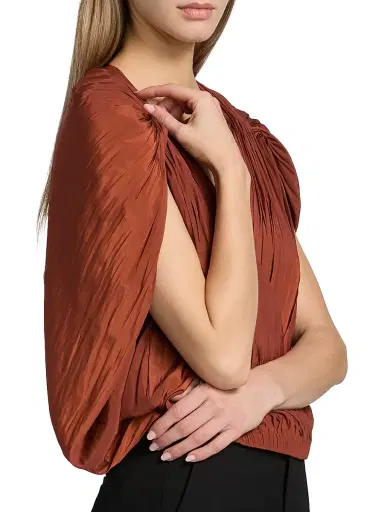 A.L.C. Women's Vivian Gathered Blouse - Deep Sequioa | Thumbnail 6