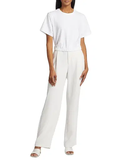 SIMKHAI Women's JoJo Cotton Crop T-Shirt - White | Thumbnail 2 SIMKHAI Women's JoJo Cotton Crop T-Shirt - White | Thumbnail 2