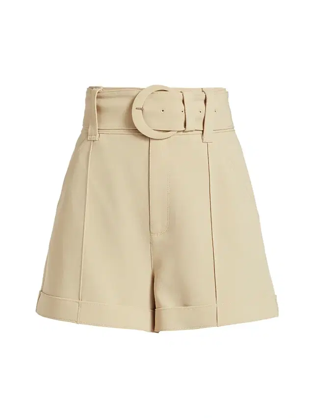Cinq à Sept Women's Aldi Belted High-Waisted Shorts - Khaki