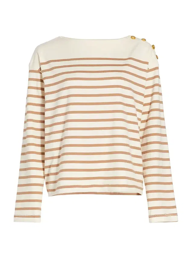 rag & bone Women's Bardot Striped Long-Sleeve Top - Camel Stripe
