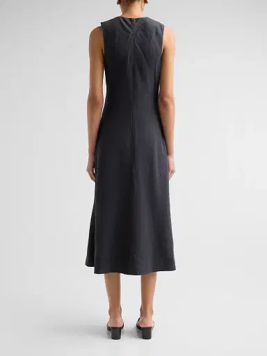 Vince Women's Bias-Cut Linen-Blend Midi Dress - Ink - Size 8 | Thumbnail 3