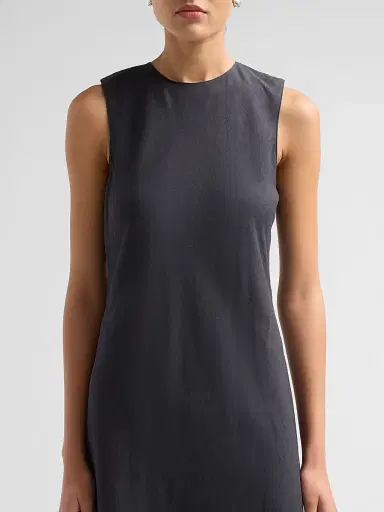 Vince Women's Bias-Cut Linen-Blend Midi Dress - Ink - Size 8 | Thumbnail 5
