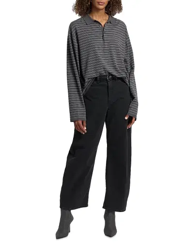 Nili Lotan Women's Tribeca Cotton Mid-Rise Barrel Pants | Thumbnail 2 Nili Lotan Women's Tribeca Cotton Mid-Rise Barrel Pants | Thumbnail 2