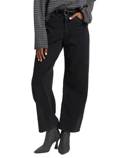 Nili Lotan Women's Tribeca Cotton Mid-Rise Barrel Pants | Thumbnail 3 Nili Lotan Women's Tribeca Cotton Mid-Rise Barrel Pants | Thumbnail 3