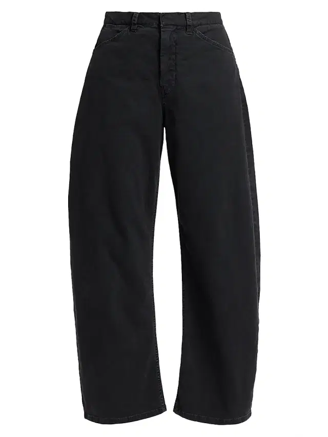 Nili Lotan Women's Tribeca Cotton Mid-Rise Barrel Pants - Carbon