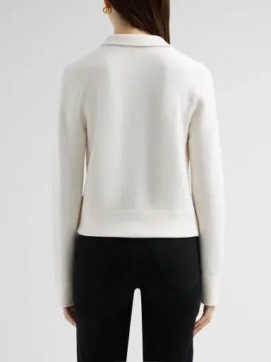 Vince Women's Notch Collar Double-Face Cardigan - Off White - Size XXS | Thumbnail 3