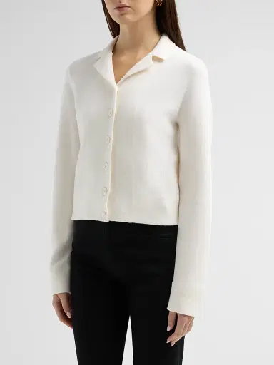 Vince Women's Notch Collar Double-Face Cardigan - Off White - Size XXS | Thumbnail 4