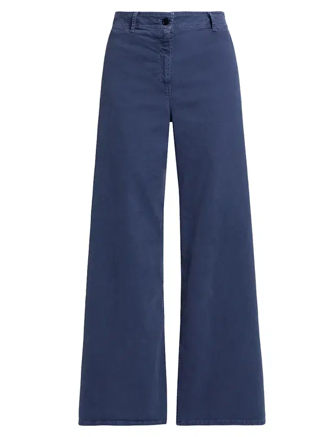 Nili Lotan Women's Megan Brushed Stretch Twill Wide-Leg Pants - Vintage Washed French Navy